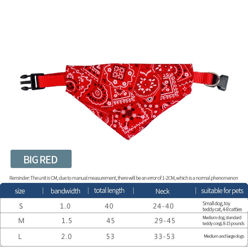 Adjustable Pet Bandana neck Scarf with Leather Collar